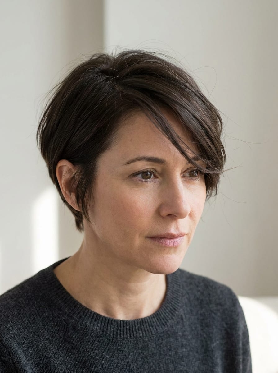 Soft Pixie mit längerem Deckhaar - Kurzhaarfrisur für glatte Haare